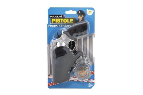 Policejní pistole klapací 20 cm v pouzdru s odznakem