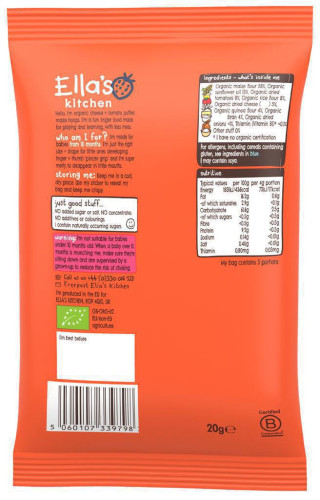 Ella's Kitchen BIO křupavé kroužky se sýrem a rajčaty (20 g)