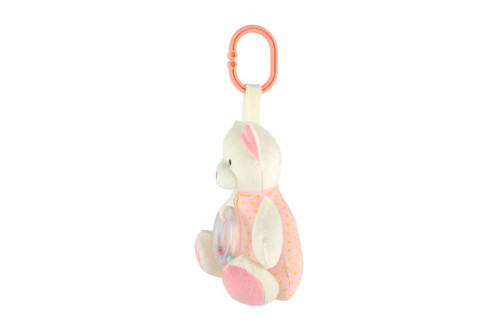 Medvěd plyš 18 cm závěs na postýlku/kočárek nat. hrací strojek růžový