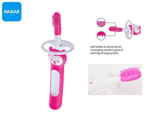 Massaging Brush dětský zubní kartáček s bezpečnostním krytem 3 m+ MAM