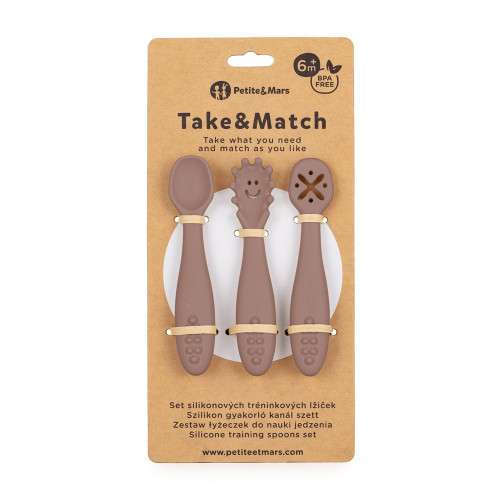 Set 3 ks silikonových tréninkových lžiček Take&Match 6 m+ Petite & Mars