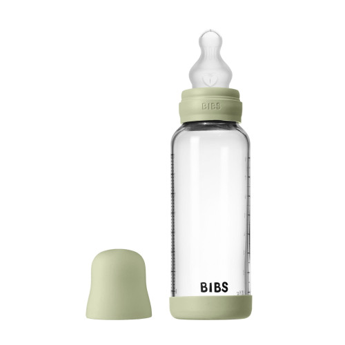 Antikoliková skleněná láhev se silikonovým dudlíkem 240 ml BIBS