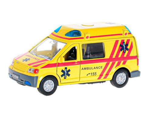 Kids Globe Traffic ambulance CZ 14 cm kov zpětný chod na baterie světlo a zvuk