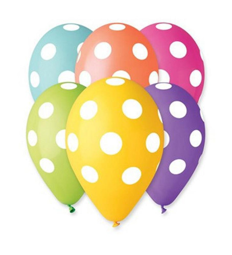 Balónek pastel 30 cm puntík potisk 10 ks