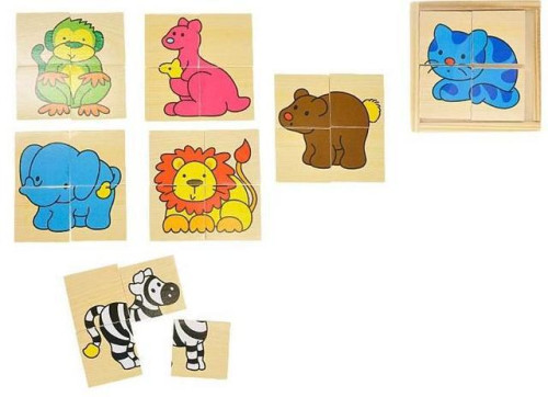 Puzzle dřevěné zvířátka pro nejmenší 12m+ ZOO