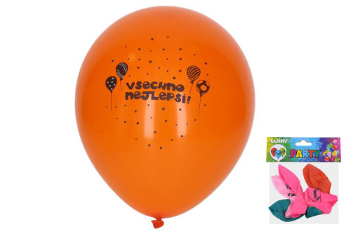 Balónek nafukovací 30 cm - sada 5 ks, Všechno nejlepší