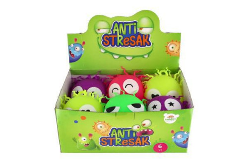 Míč chlupatý antistresový mačkací silikon 14 cm na baterie se světlem