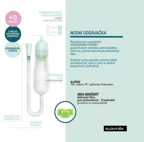 Anatomická odsávačka do nosíku Suavinex