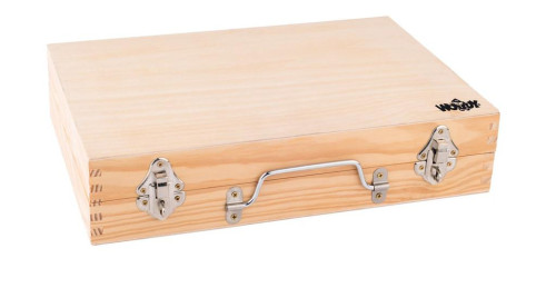 Kovové nářadí v dřevěném kufříku Woody