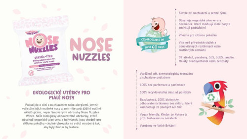 Vlhčené kapesníčky na rýmu Nose Nuzzles (bio) Jackson reece
