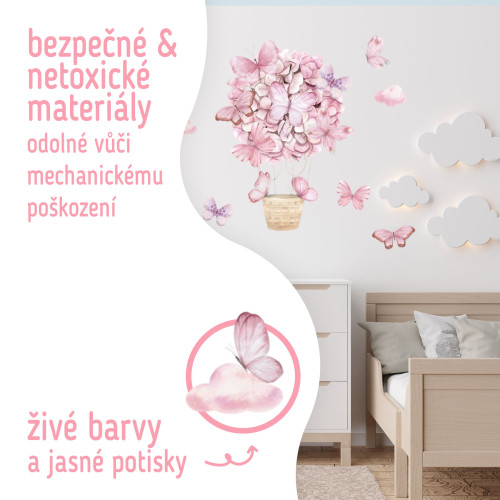 Nástěnné samolepky do dětského pokoje, Pink Butterflies Sipo