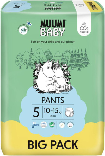 Kalhotkové eko pleny Muumi Baby Walkers 5 Maxi+ 10-15 kg 54 ks