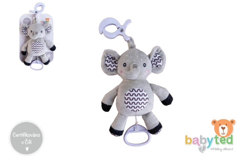 Natahovací hrací strojek plyš 30 cm závěs na postýlku/kočárek Babyted