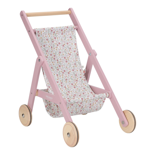 Kočárek pro panenky golfky dřevěné Pink Little Dutch