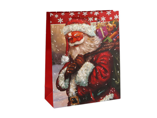 Vánoční dárková taška s glitry 32 x 26 x 10 cm Santa 8