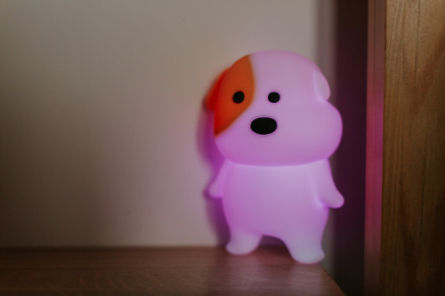 LED silikonová noční lampička Rgb se zvukem - odpočívající pejsek Mary's