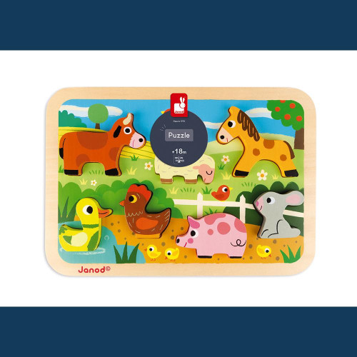 Dřevěné vkládací puzzle pro nejmenší Chunky Janod