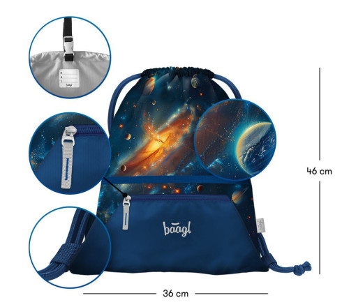 Set 3 Airy Vesmír: batoh, penál, sáček Baagl