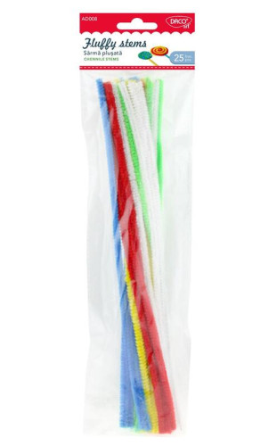Drátky barevné chlupaté 25 ks, 30 cm