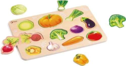 Puzzle/Vkládačka deskové zelenina dřevo 18m+