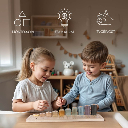 Dřevěná Montessori hra Počítání Zopa