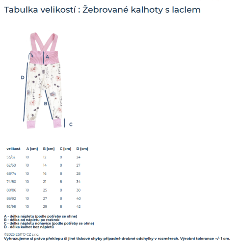 Rostoucí žebrované kalhoty s laclem Color Sage - zelená Esito