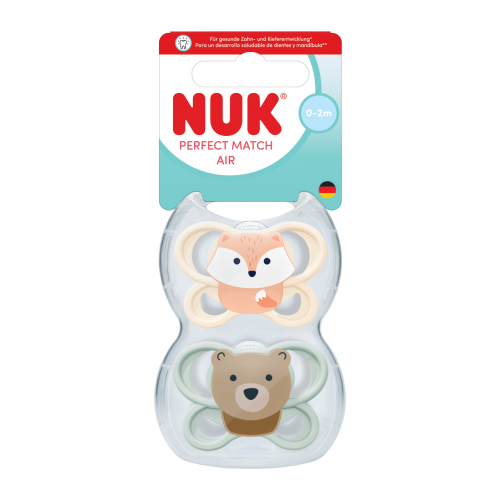 Dudlík Perfect Match Air Fox/Bear 0-2 m 2 ks box Nuk