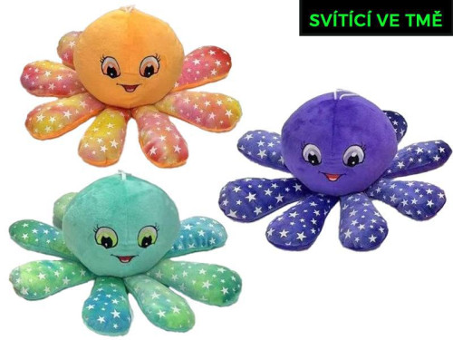 Chobotnička plyšová 15 cm svítící ve tmě