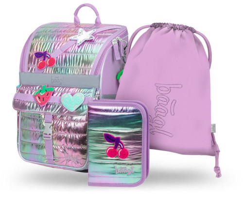 Set 3 Zippy Lavender: aktovka, penál, sáček Baagl