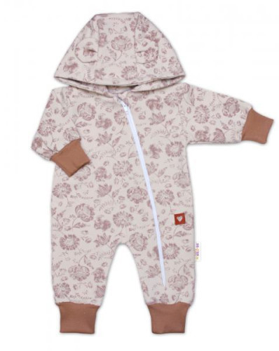 Rostoucí overálek, čepička a botičky, 3D, Garden - béžová Baby Nellys