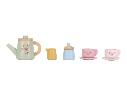 Čajový set dřevěný s květinovým potiskem Little Dutch