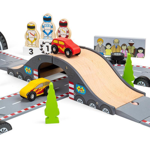 Dřevěná autodráha závodní den Bigjigs Rail