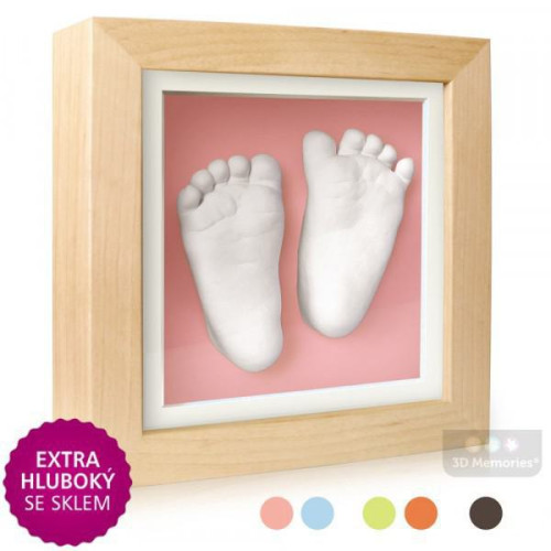 3D Memories odlévací sada baby pro 3D odlitek ručiček a nožiček - hluboký olšový rámeček