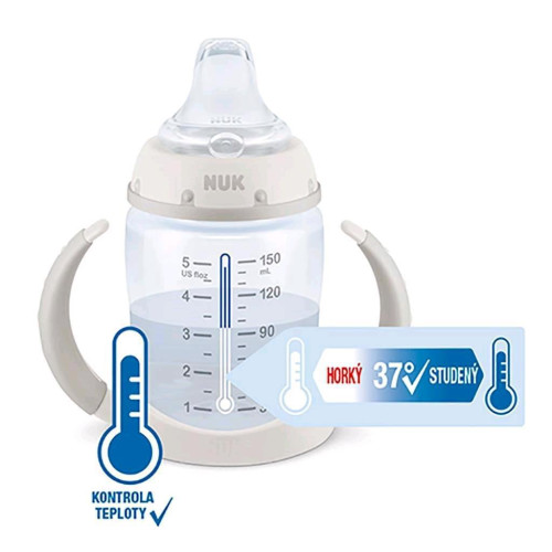 Kojenecká láhev na učení NUK Medvídek Pú s kontrolou teploty 150 ml