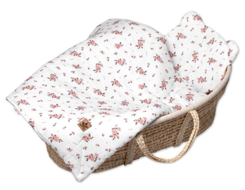 Mušelínová sada bílá Teddy 30 x 35 cm, 70 x 100 cm 2D Little Flowers Baby Nellys