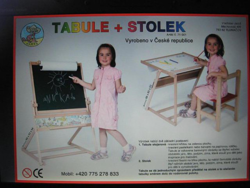 Oboustranná dřevěná tabule + stolek 2v1 MAGNETICKÁ