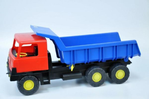 Auto nákladní korba modrá kabina červená plast 75cm