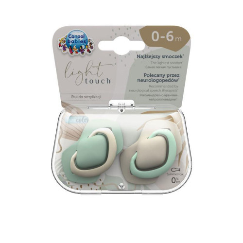 Set symetrických silikonových šidítek Light touch 0-6 m Pure Color Canpol babies