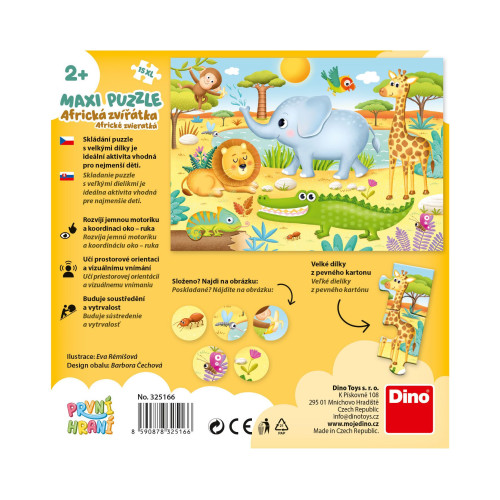 První hraní Africká zvířátka maxi puzzle 15 dílků Dino