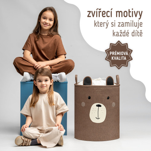 Koš na hračky XL se šňůrkou, skládací bavlněný / 63 l Sipo