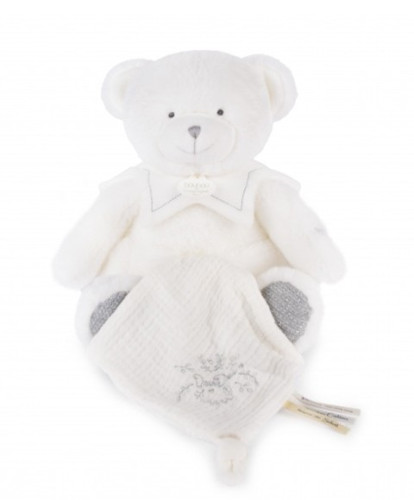 Dárková sada Plyšový medvídek s dečkou 30 cm šedý Doudou