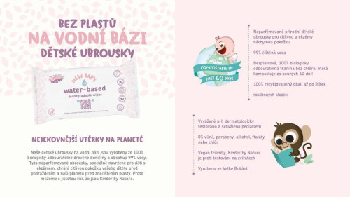 Výhodné balení 12 ks - Dětské vlhčené ubrousky neparfémované (bio) Jackson reece