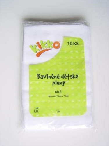 Bavlněné dětské pleny KIKKO 70x70 - bílá 10 ks