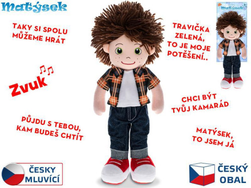 Panáček Matýsek měkké tělo 37 cm na baterie česky mluvící