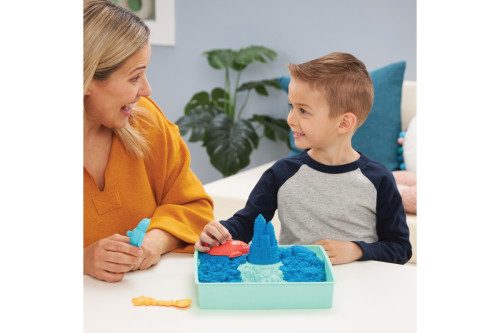 Krabice tekutého písku s podložkou modrá Kinetic Sand