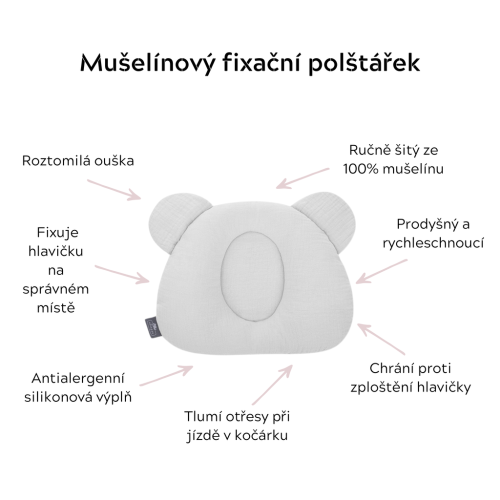 Mušelínový fixační polštář Sleepee Nature krémový