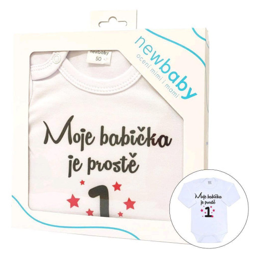 Body s potiskem New Baby Moje babička je prostě jednička Vel. 80 - dárkové balení