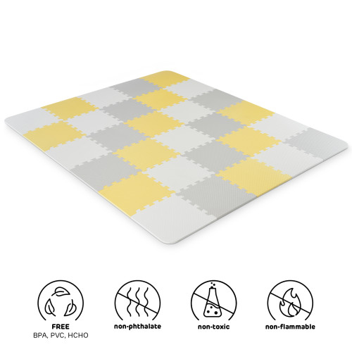 Podložka pěnové puzzle Luno 150x180 cm Yellow 30 ks Kinderkraft 2020