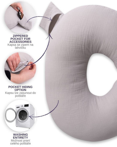 Mušelínový polohovací polštář MiniRelax 140 cm Babymatex