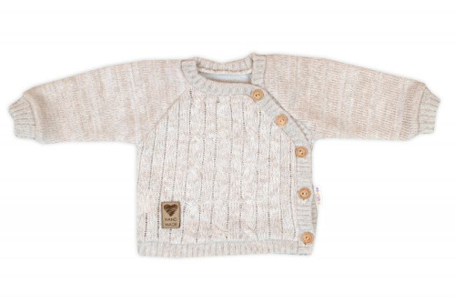 Rostoucí pletený svetřík a kalhoty s kapsou Hand Made Nature béžový Baby Nellys